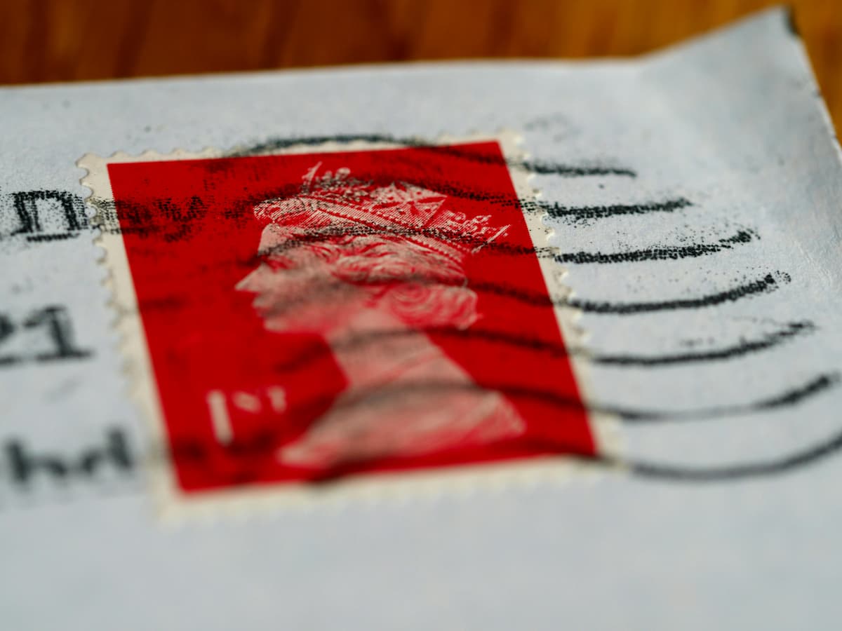Stamp on mailing envelope