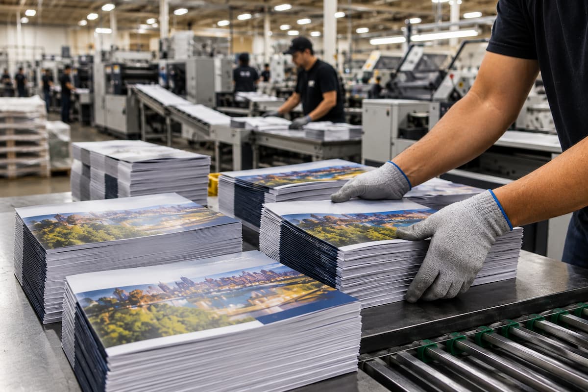 Stacking and finishing commercial prints